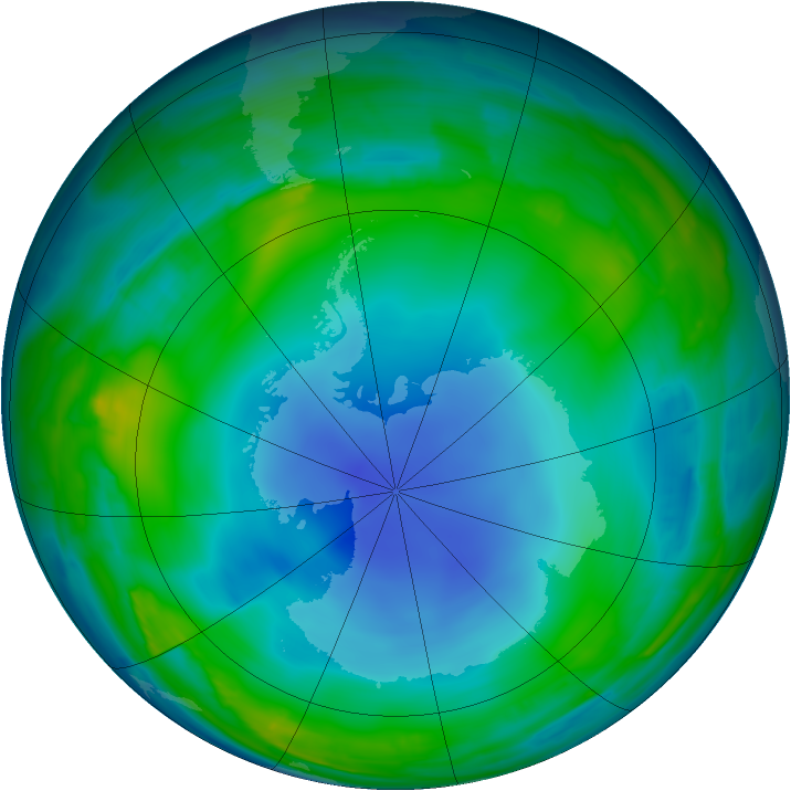 Antarctic ozone map for 06 July 2013
